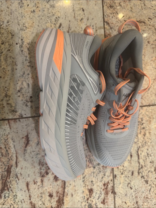 Hoka Shoes - Hoka Women's one one Light Gray & Coral Athletic Running Shoes